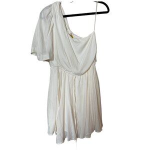 NWT Mustard Seed White Short Dress Flowy Tie Waist One Shoulder